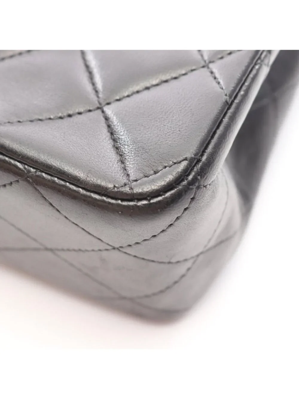 Chanel Shoulder Bag Quilted Double Flap Black Lambskin Chain